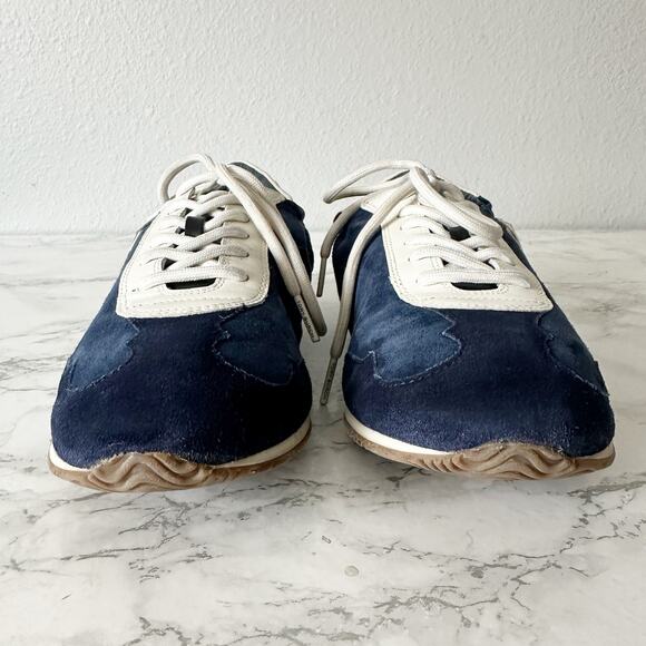 Tory Burch Navy Suede & Leather White Laces Low Top Sneaker Women’s Size 9 - Picture 2 of 12